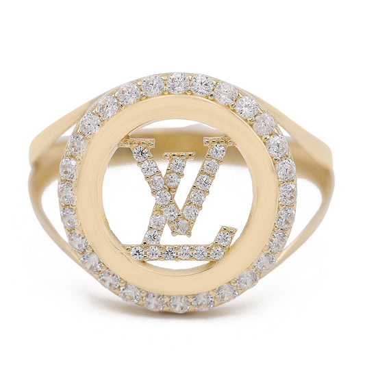 Fashion Logo Design Ring with Cubic Zirconias