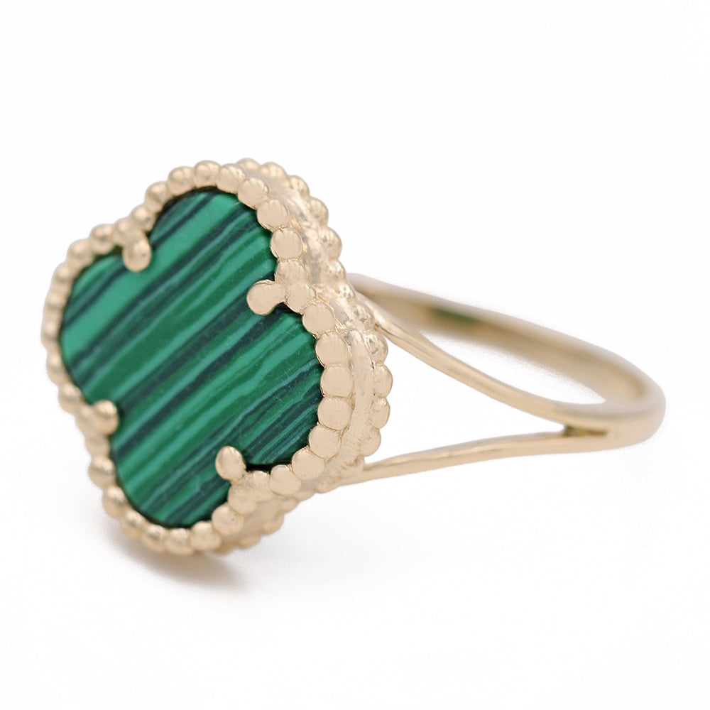 Flower Ring with Green Color Stone