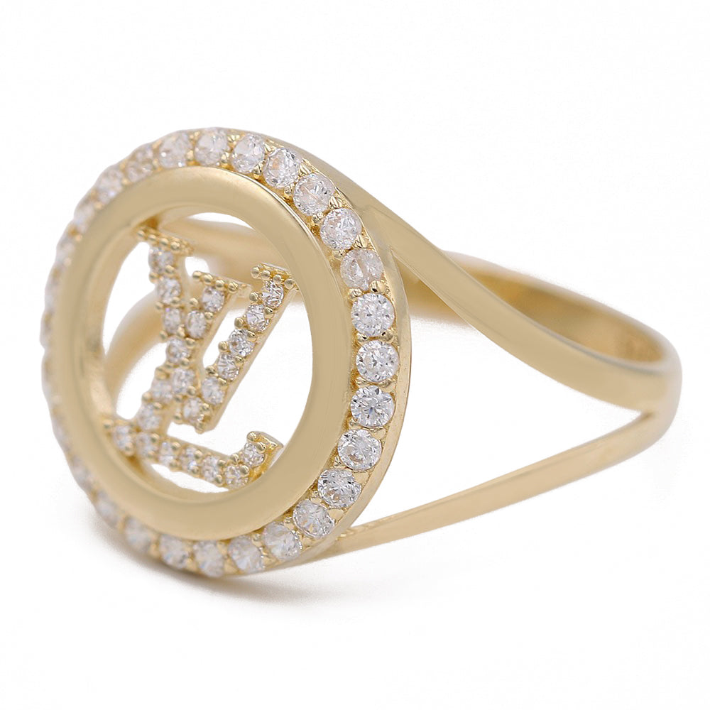 Fashion Logo Design Ring with Cubic Zirconias