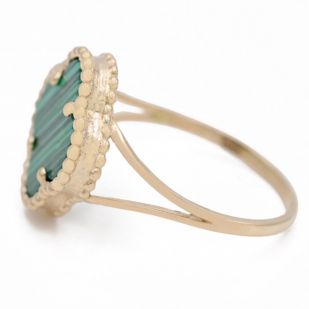 Flower Ring with Green Color Stone