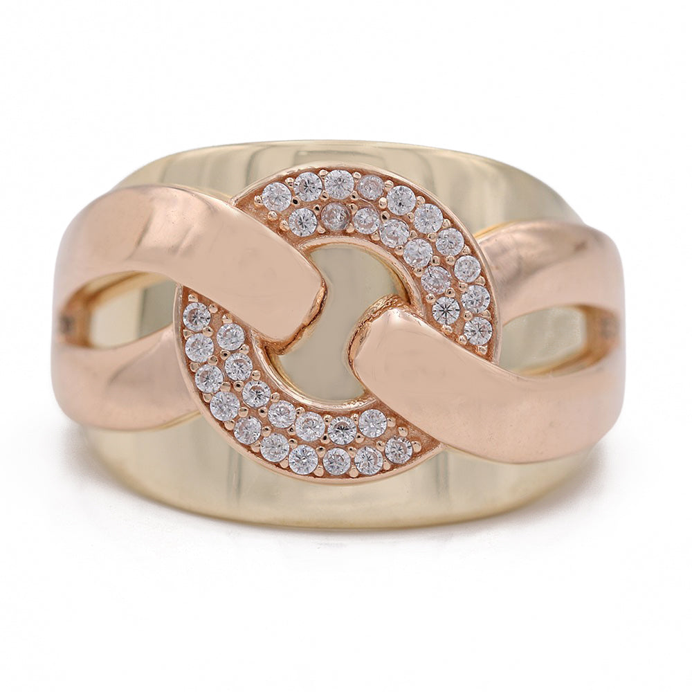 Fashion Buckle Design Ring with Cubic Zirconias