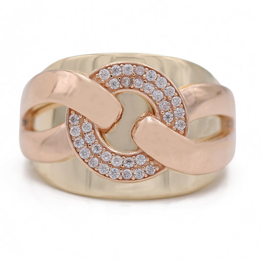 Fashion Buckle Design Ring with Cubic Zirconias