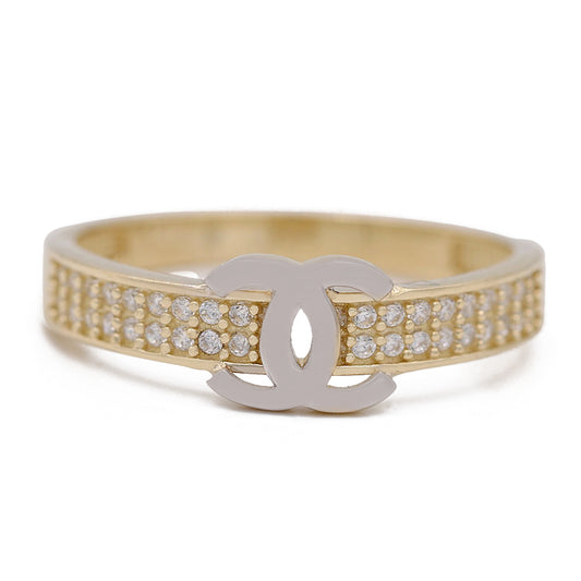 Fashion Logo Ring with Cubic Zirconias