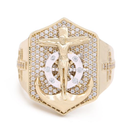 Fashion Jesus on the Cross and Anchor Design Ring