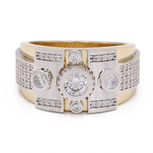 Geometric Fashion Ring with Cubic Zirconias