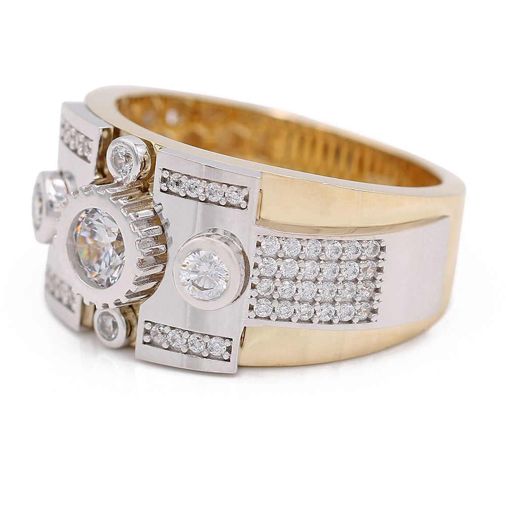 Geometric Fashion Ring with Cubic Zirconias