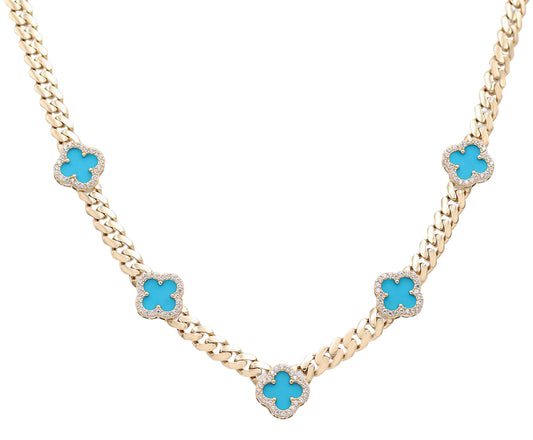 Color Stone Necklace with Cubic Zirconias