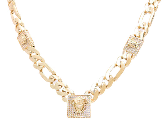 Cuban Link Chain with Fashion Medusa Heads