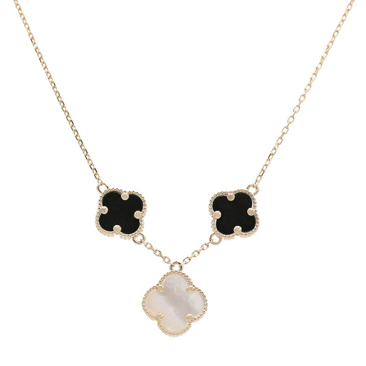 Fashion Mother of Pearl and Black Color Stone Necklace