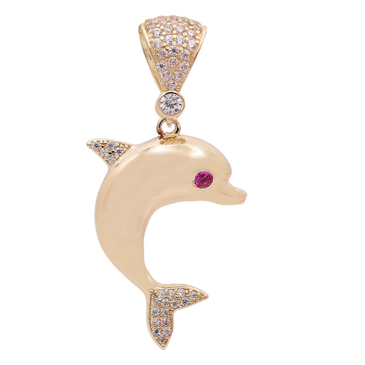 Dolphin Pendant with Color Stones