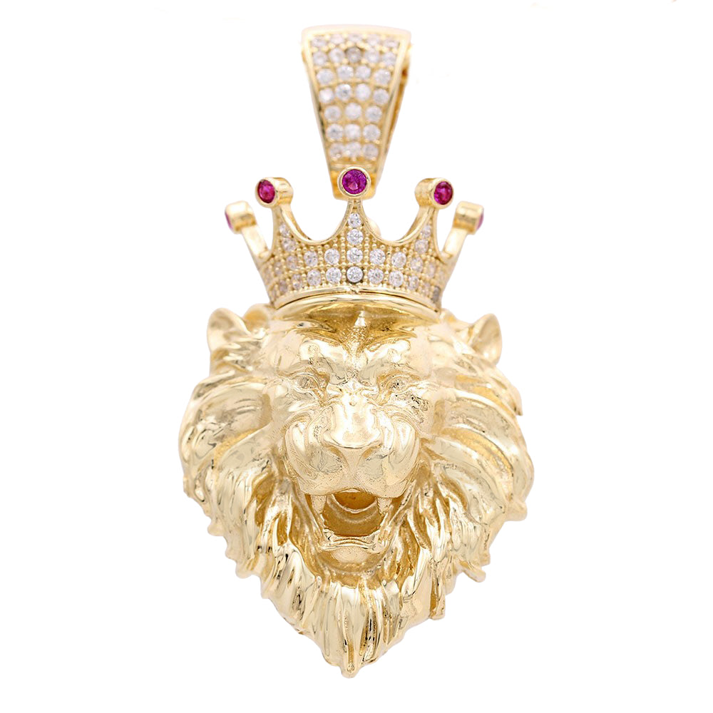 Fashion Lion Head with Crown Pendant