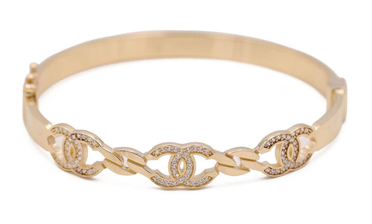 Fashion Logo Bangle with Cubic Zirconias