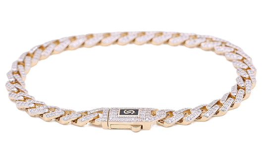 Fashion Monaco Link Bracelet with Cubic Zirconias