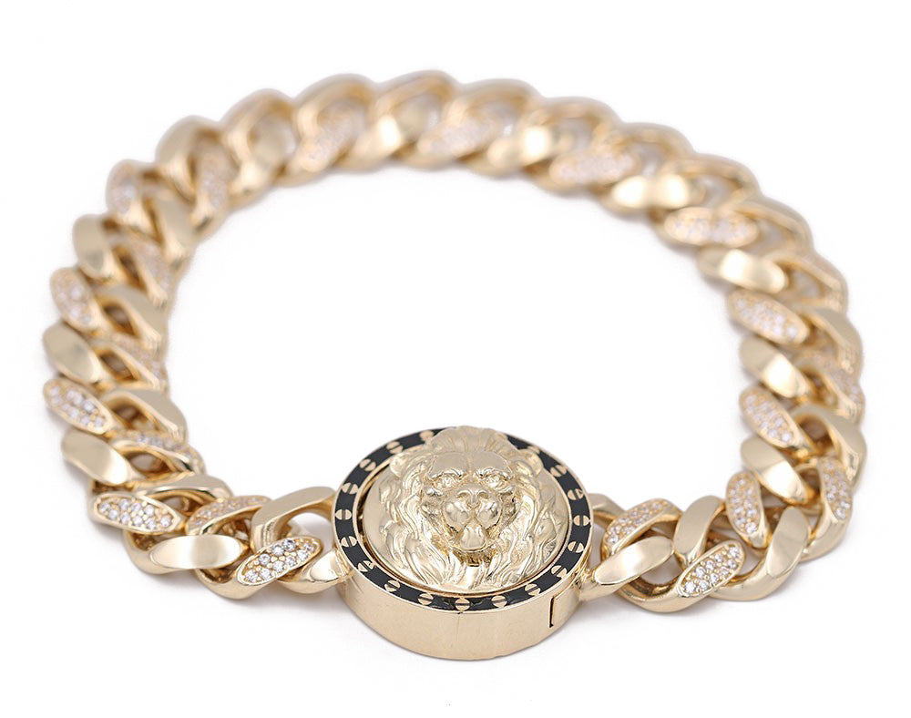 Lion Head Bracelet with Cubic Zirconias