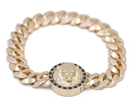 Lion Head Bracelet with Cubic Zirconias