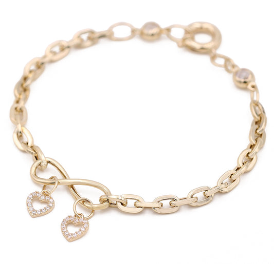 Double Heart Bracelet with Cubic Zirconias