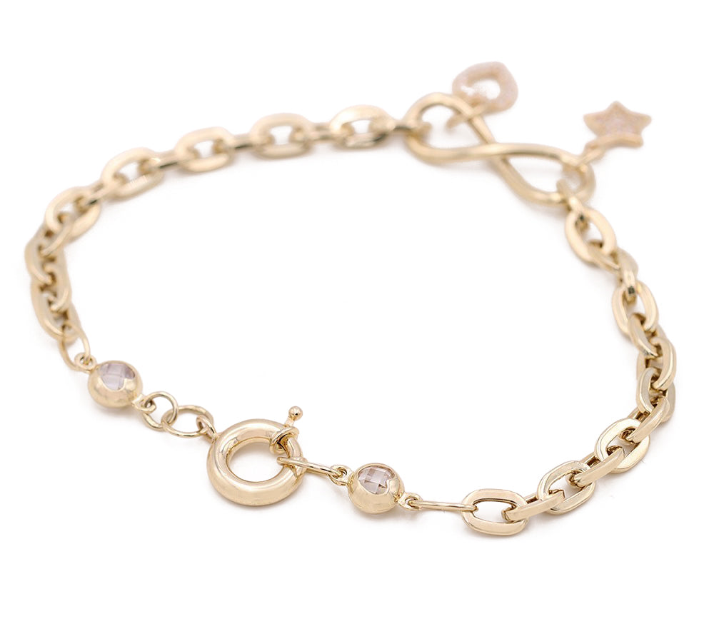 Star and Heart Bracelet with Cubic Zirconias