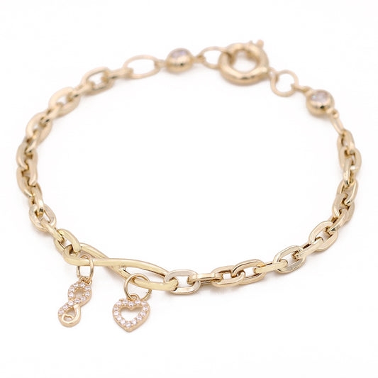 Heart and Number Bracelet with Cubic Zirconias