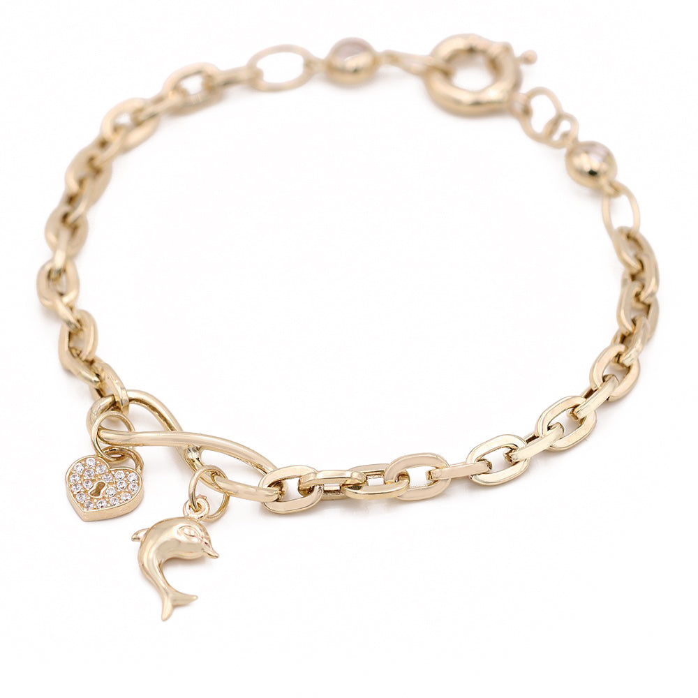 Fashion Heart and Dolphin Bracelet