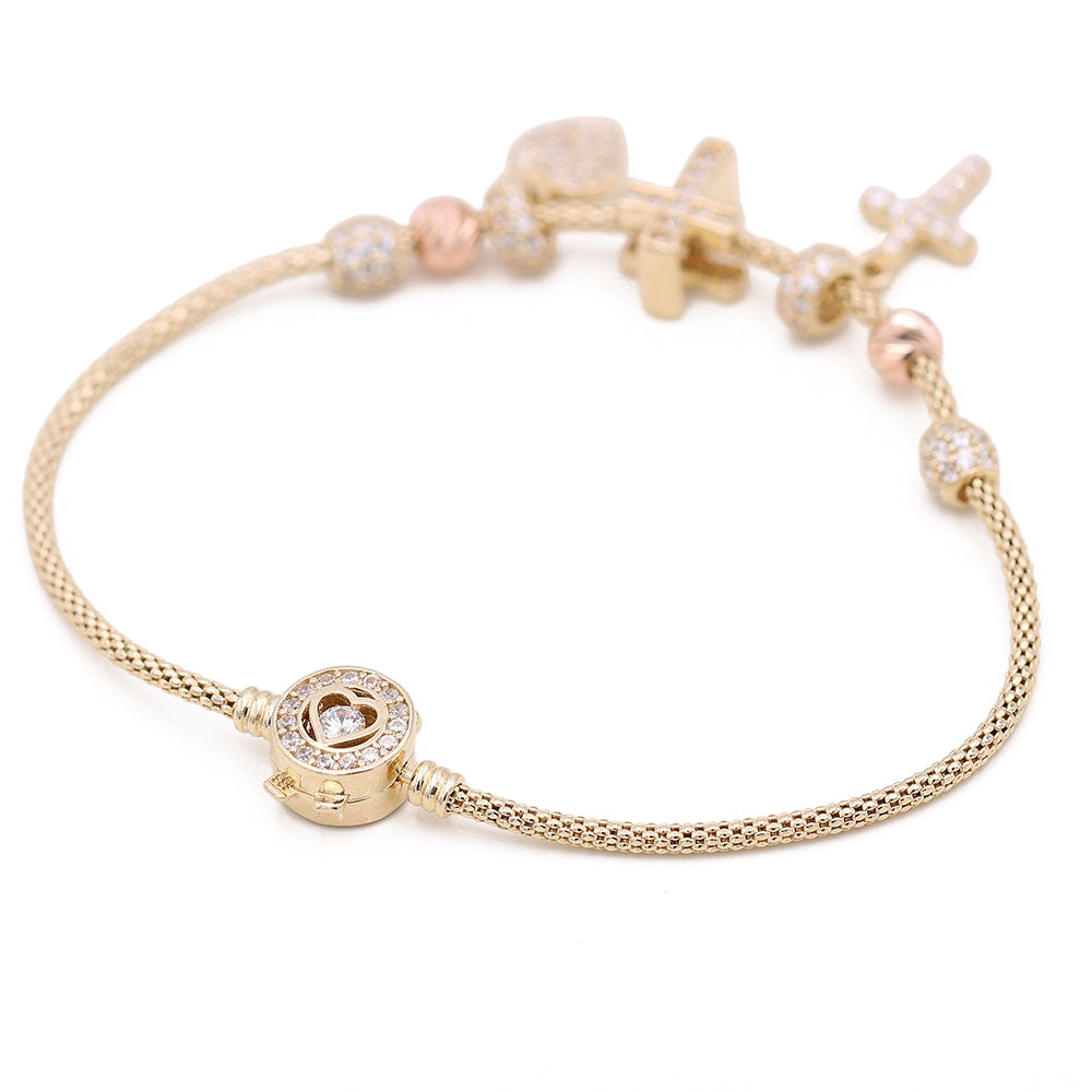 Heart and Crosses Beads Bracelet