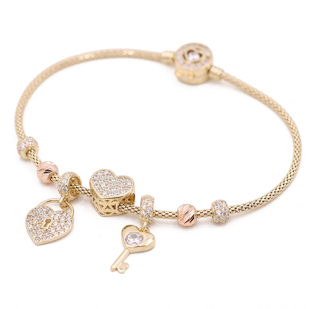 Fashion Heart, Lock and Key Beads Bracelet