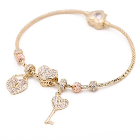 Heart Lock and Key Beads Bracelet