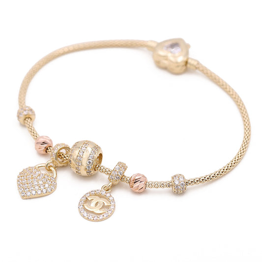 Heart and Logos Beads Bracelet