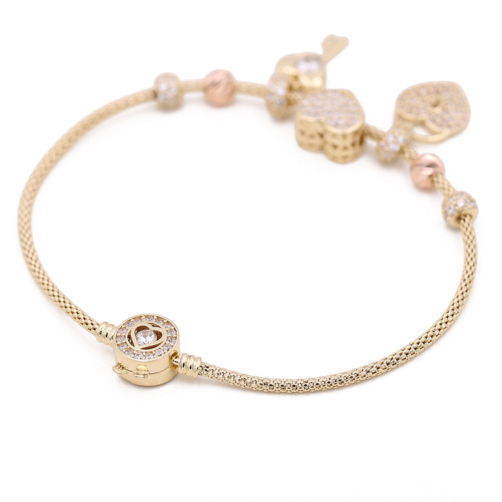Fashion Heart, Lock and Key Beads Bracelet