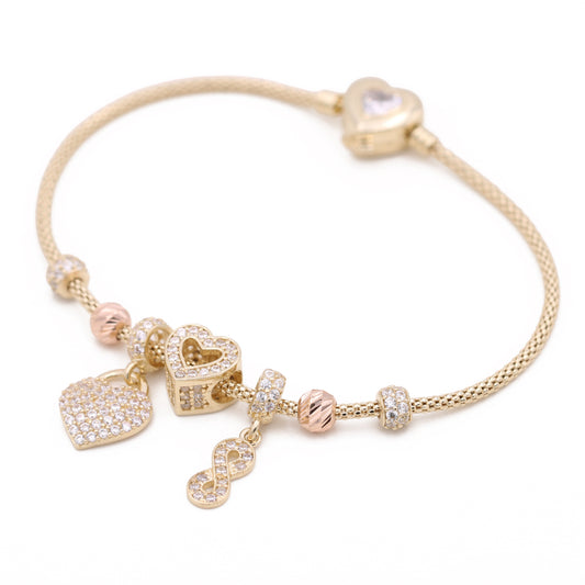 Heart Number 8 and Lock Beads Bracelet