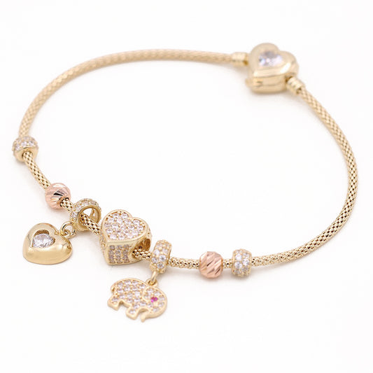 Heart and Elephant Beads Bracelet