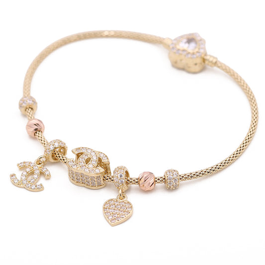 Heart and Logos Beads Bracelet