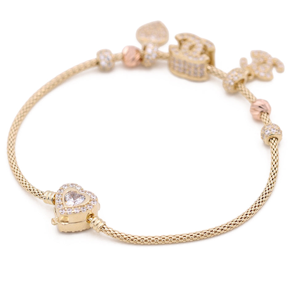 Heart and Logos Beads Bracelet