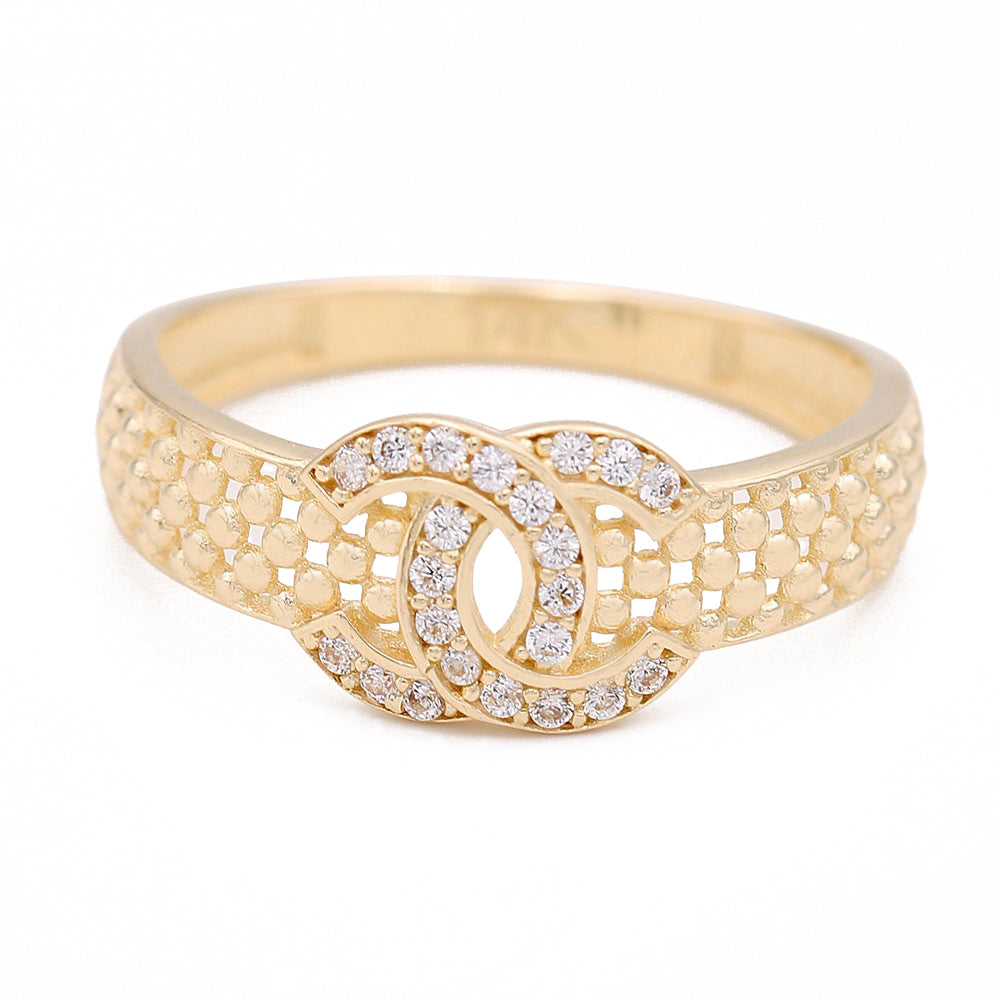 Fashion Logo Design Ring with Cubic Zirconias