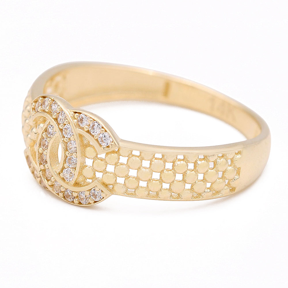 Fashion Logo Design Ring with Cubic Zirconias